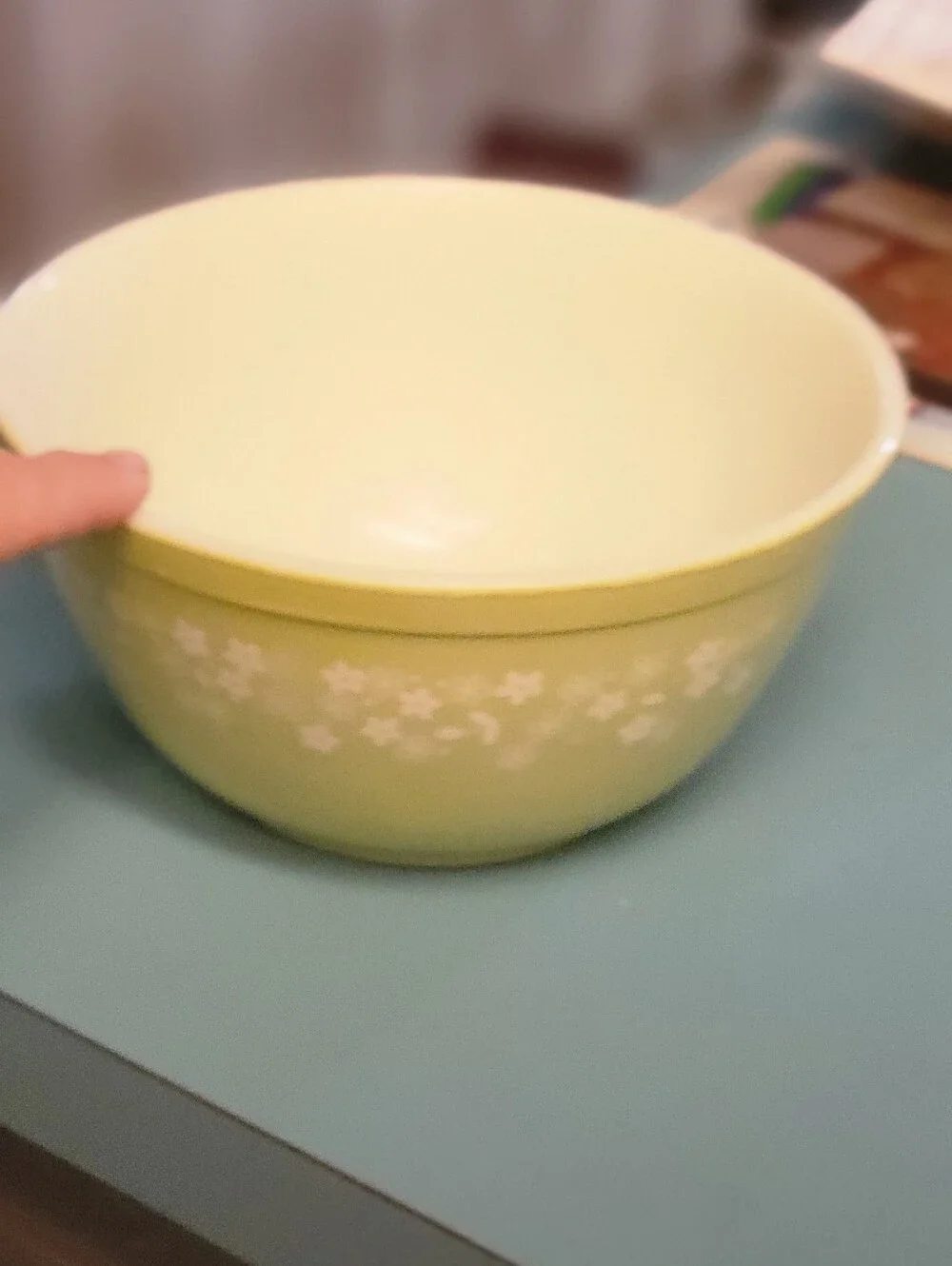 Pyrex Vintage Lime Floral Mixing Bowl
